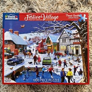 White Mountain Festive Village 1000 Piece Jigsaw Puzzle